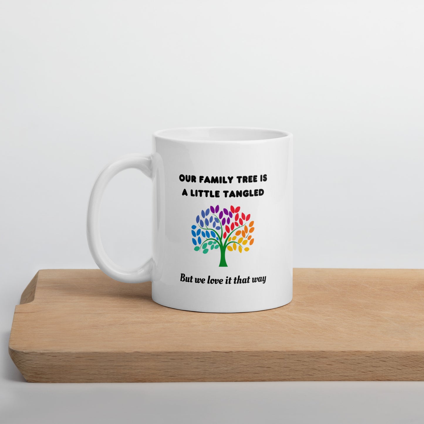 Our Tangled Family Tree White glossy mug