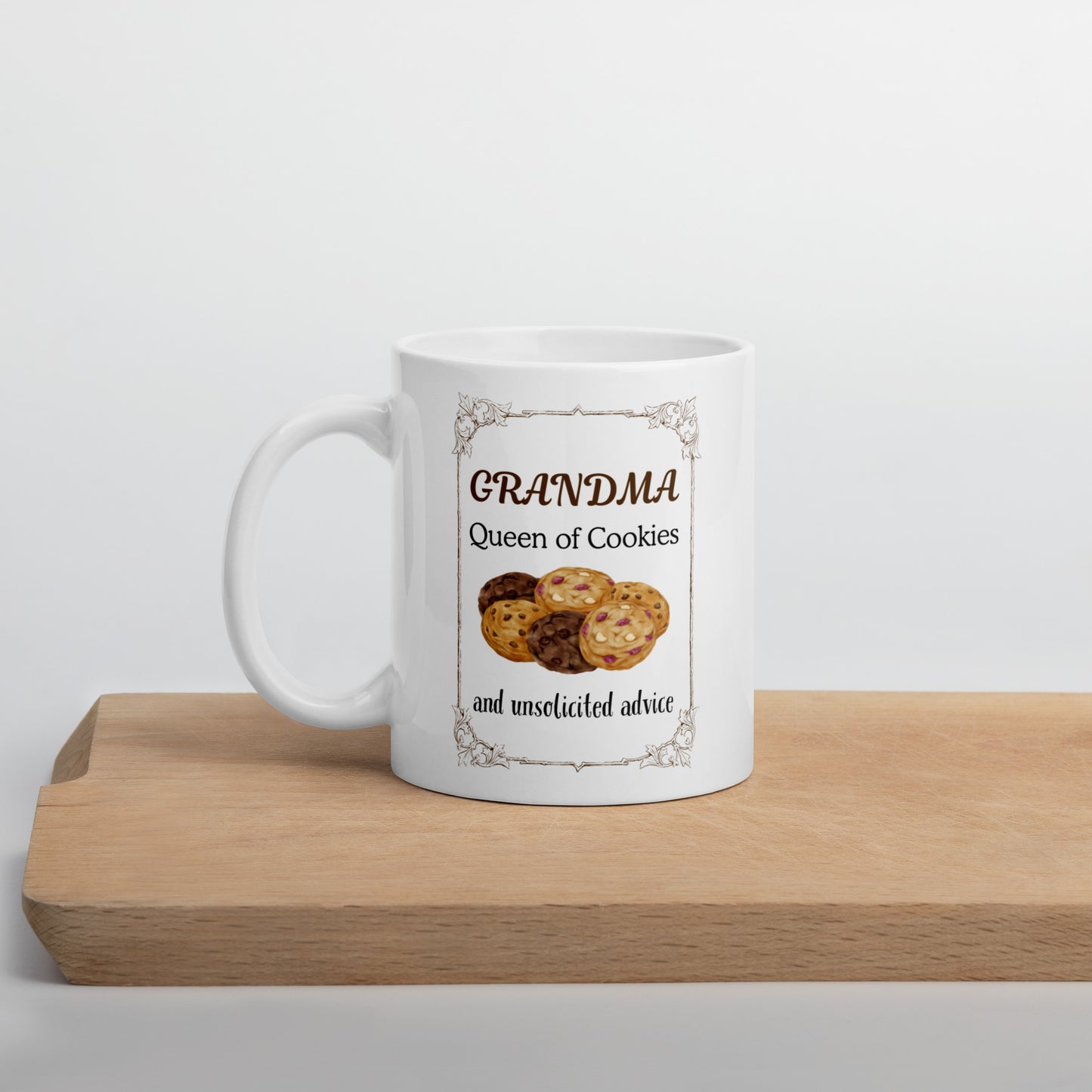 Grandma Queen of Cookies White glossy mug