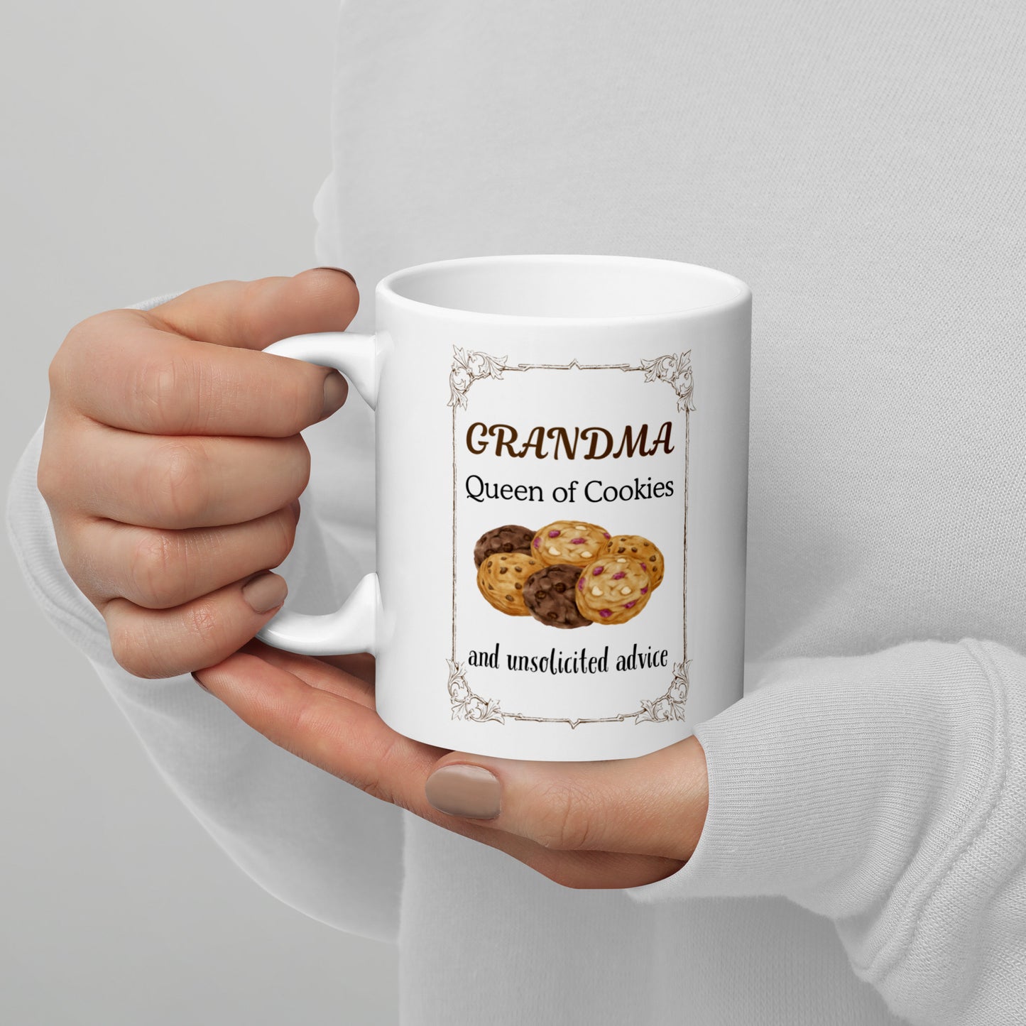 Grandma Queen of Cookies White glossy mug
