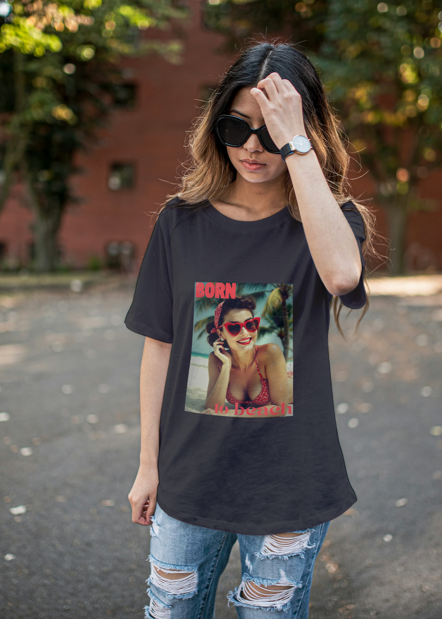 Unisex oversized t-shirt Born to Beach