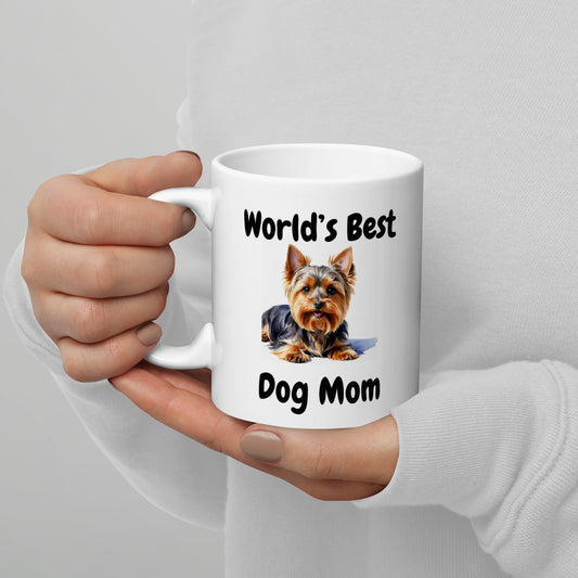 Dog Mom Yorkshire - White glossy mug
