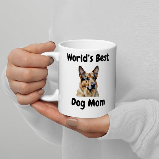 Dog Mom German Shepherd - White glossy mug