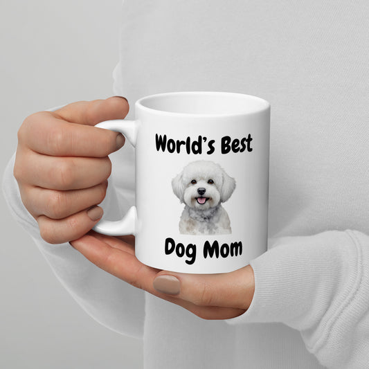 Dog Mom Bichon Frise - White glossy mug